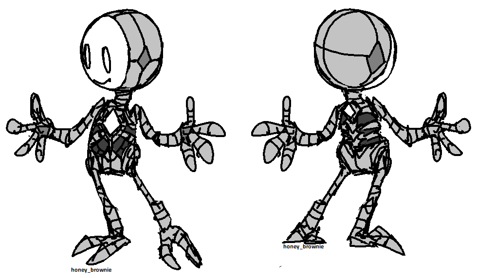 Side and back view of the endoskeleton of a Pawn